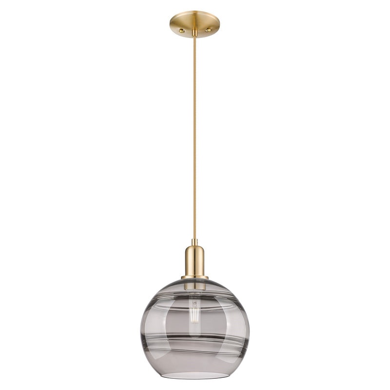 Innovations Rochester 10in 1-Light Mini Pendant | Industrial Champagne Bronze Steel and Light Smoke Glass | Kitchen Island & | Model 716-1P-CB-G556-10SM