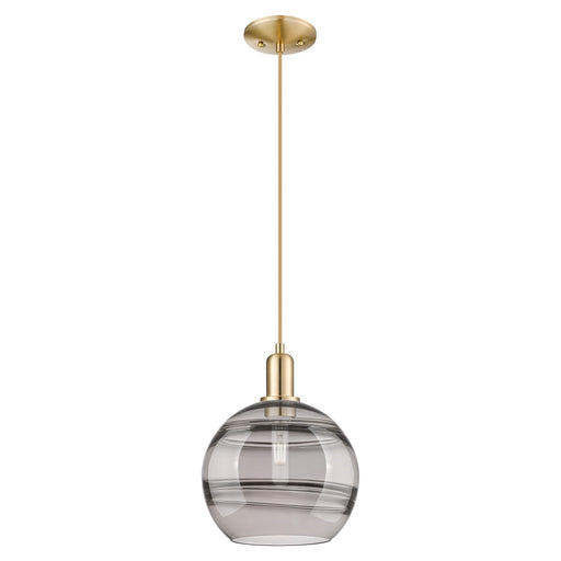 Innovations Rochester 10in 1-Light Mini Pendant | Industrial Champagne Bronze Steel and Light Smoke Glass | Kitchen Island & | Model 716-1P-CB-G556-10SM