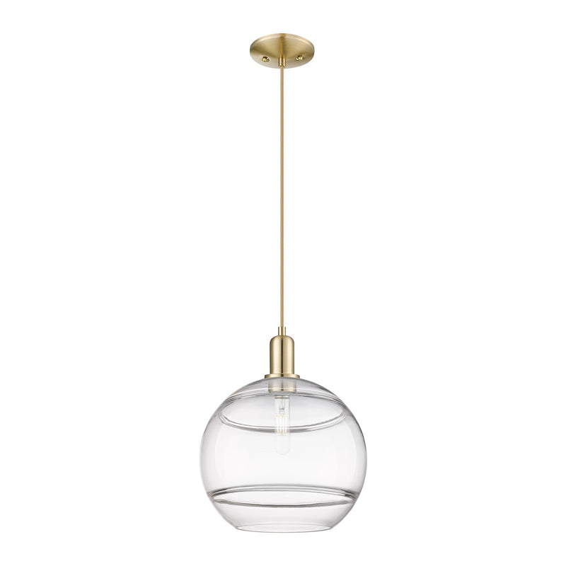 Innovations Rochester 12in 1-Light Mini Pendant | Industrial Champagne Bronze Steel and Clear Glass | Kitchen Island & Dining | Model 716-1P-CB-G556-12CL