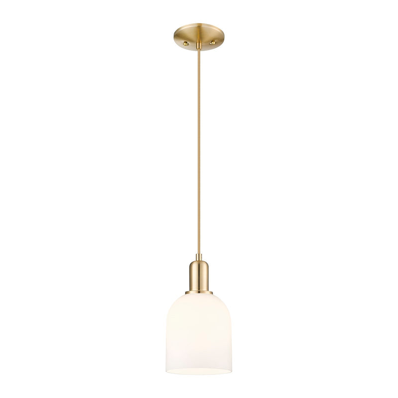 Innovations Bella 6in 1-Light Mini Pendant | Industrial Champagne Bronze Steel and White Glass | Kitchen Island & Dining Room | Model 716-1P-CB-G558-6GWH