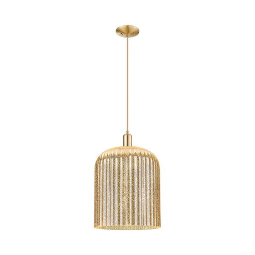 Innovations Bridal Veil 12in 1-Light Mini Pendant | Industrial Champagne Bronze Steel and Mercury Ribbed Glass | Kitchen | Model 716-1P-CB-G559-12ME