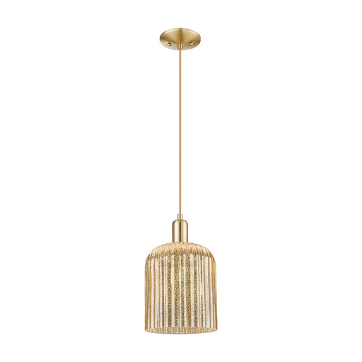 Innovations Bridal Veil 8in 1-Light Mini Pendant | Industrial Champagne Bronze Steel and Mercury Ribbed Glass | Kitchen Island | Model 716-1P-CB-G559-8ME