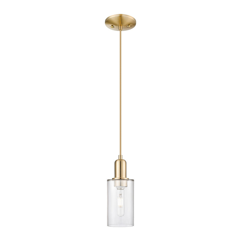 Innovations Clymer 1-Light Mini Pendant | Industrial Champagne Bronze Steel and Clear Glass | Kitchen Island & Dining Room | 3.88 x | Model 716-1P-CB-G802
