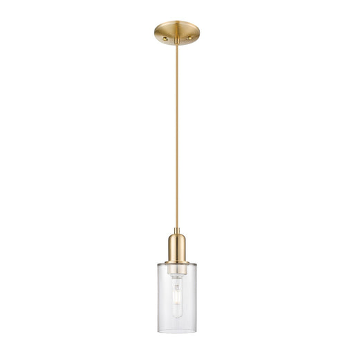 Innovations Clymer 1-Light Mini Pendant | Industrial Champagne Bronze Steel and Clear Glass | Kitchen Island & Dining Room | 3.88 x | Model 716-1P-CB-G802