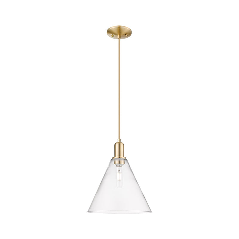 Innovations Berkshire Glass 12in 1-Light Mini Pendant | Industrial Champagne Bronze Steel and Clear Glass | Kitchen Island & | Model 716-1P-CB-GBC-122