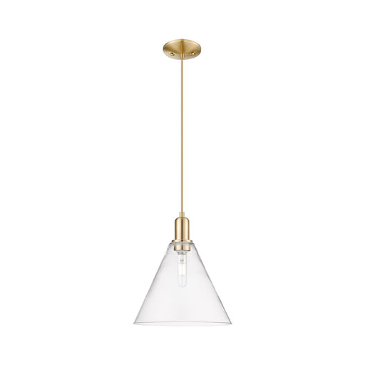 Innovations Berkshire Glass 12in 1-Light Mini Pendant | Industrial Champagne Bronze Steel and Clear Glass | Kitchen Island & | Model 716-1P-CB-GBC-122