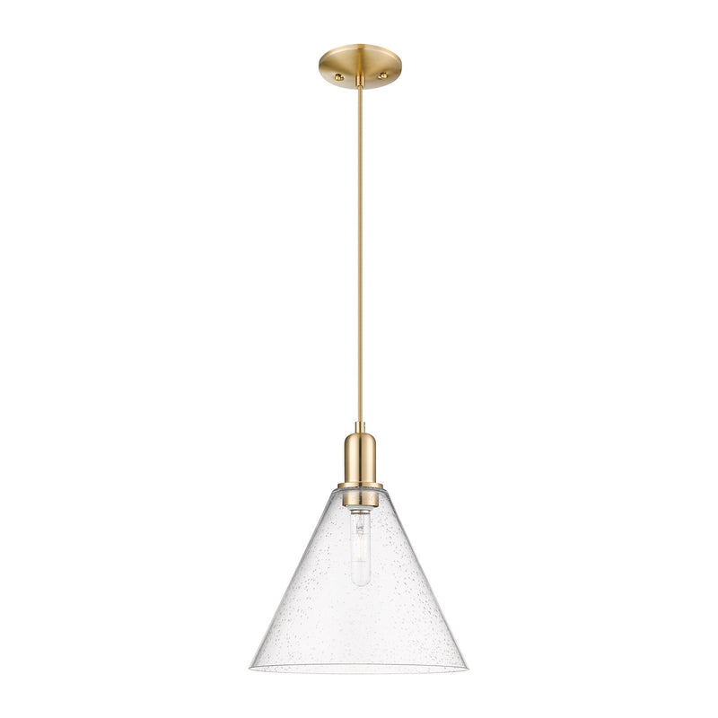 Innovations Berkshire Glass 12in 1-Light Mini Pendant | Industrial Champagne Bronze Steel and Seedy Glass | Kitchen Island & | Model 716-1P-CB-GBC-124