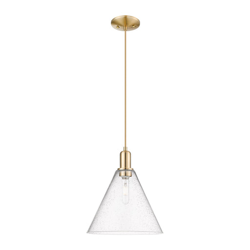 Innovations Berkshire Glass 12in 1-Light Mini Pendant | Industrial Champagne Bronze Steel and Seedy Glass | Kitchen Island & | Model 716-1P-CB-GBC-124