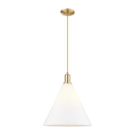 Innovations Berkshire Glass 16in 1-Light Mini Pendant | Industrial Champagne Bronze Steel and Matte White Glass | Kitchen Island | Model 716-1P-CB-GBC-161