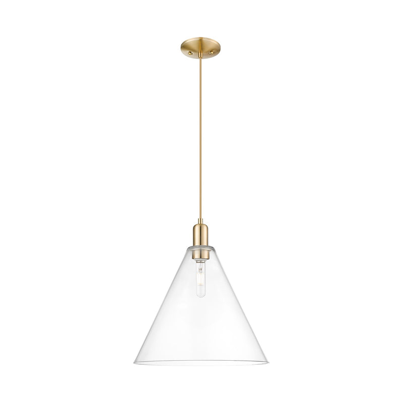 Innovations Berkshire Glass 16in 1-Light Mini Pendant | Industrial Champagne Bronze Steel and Clear Glass | Kitchen Island & | Model 716-1P-CB-GBC-162