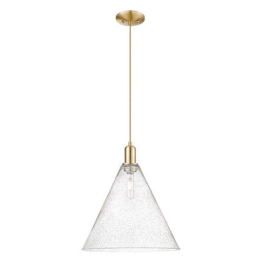 Innovations Berkshire Glass 16in 1-Light Mini Pendant | Industrial Champagne Bronze Steel and Seedy Glass | Kitchen Island & | Model 716-1P-CB-GBC-164
