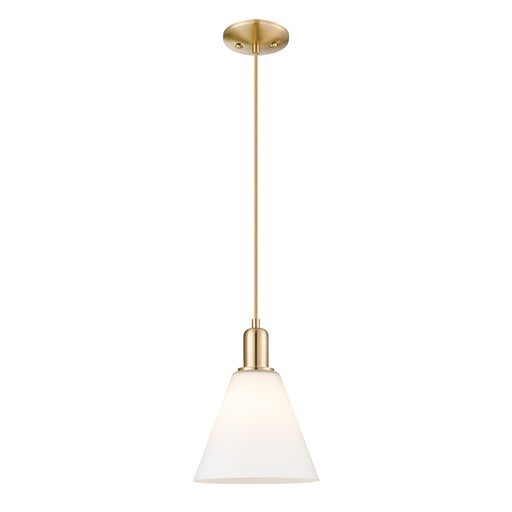 Innovations Berkshire Glass 8in 1-Light Mini Pendant | Industrial Champagne Bronze Steel and Matte White Glass | Kitchen Island & | Model 716-1P-CB-GBC-81