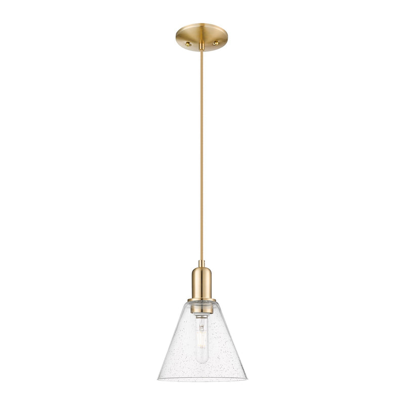 Innovations Berkshire Glass 8in 1-Light Mini Pendant | Industrial Champagne Bronze Steel and Seedy Glass | Kitchen Island & | Model 716-1P-CB-GBC-84