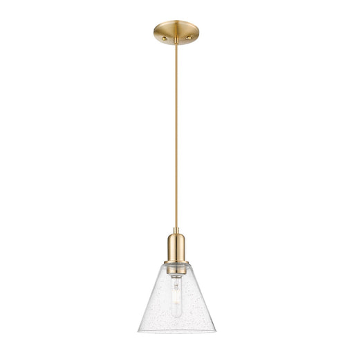 Innovations Berkshire Glass 8in 1-Light Mini Pendant | Industrial Champagne Bronze Steel and Seedy Glass | Kitchen Island & | Model 716-1P-CB-GBC-84