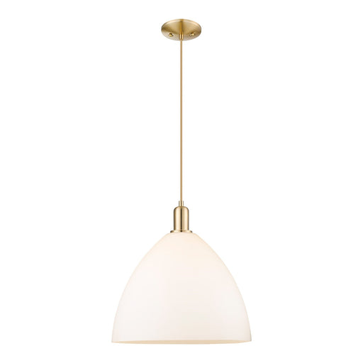 Innovations Bristol 16in 1-Light Mini Pendant | Industrial Champagne Bronze Steel and Matte White Glass | Kitchen Island & | Model 716-1P-CB-GBD-161
