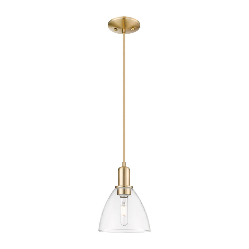 Innovations Bristol 8in 1-Light Mini Pendant | Industrial Champagne Bronze Steel and Clear Glass | Kitchen Island & Dining Room | Model 716-1P-CB-GBD-752