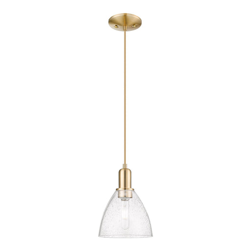 Innovations Bristol 8in 1-Light Mini Pendant | Industrial Champagne Bronze Steel and Seedy Glass | Kitchen Island & Dining Room | Model 716-1P-CB-GBD-754
