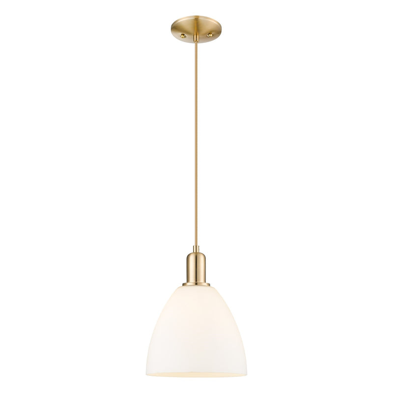 Innovations Bristol 9in 1-Light Mini Pendant | Industrial Champagne Bronze Steel and Matte White Glass | Kitchen Island & Dining | Model 716-1P-CB-GBD-91