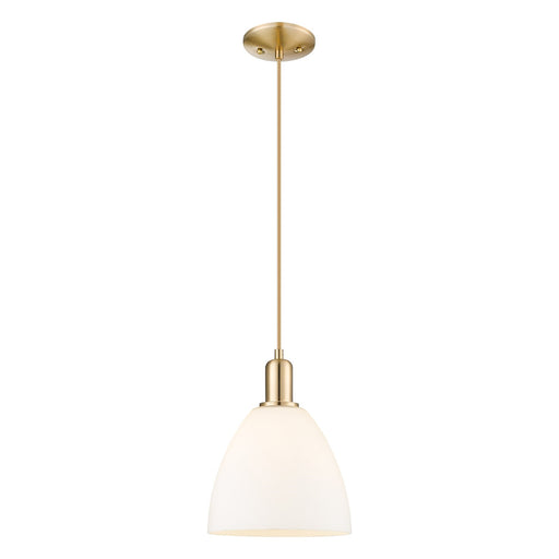 Innovations Bristol 9in 1-Light Mini Pendant | Industrial Champagne Bronze Steel and Matte White Glass | Kitchen Island & Dining | Model 716-1P-CB-GBD-91
