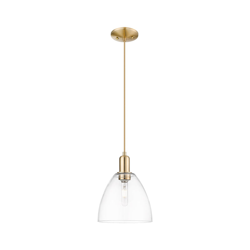 Innovations Bristol 9in 1-Light Mini Pendant | Industrial Champagne Bronze Steel and Clear Glass | Kitchen Island & Dining Room | Model 716-1P-CB-GBD-92