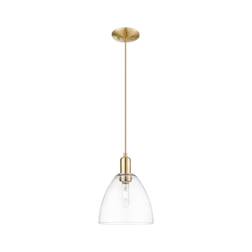 Innovations Bristol 9in 1-Light Mini Pendant | Industrial Champagne Bronze Steel and Clear Glass | Kitchen Island & Dining Room | Model 716-1P-CB-GBD-92