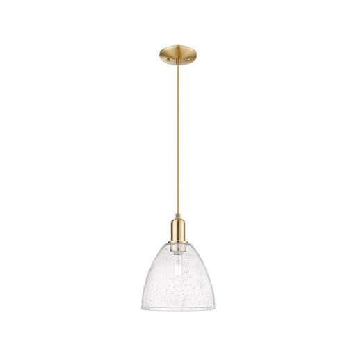 Innovations Bristol 9in 1-Light Mini Pendant | Industrial Champagne Bronze Steel and Seedy Glass | Kitchen Island & Dining Room | Model 716-1P-CB-GBD-94