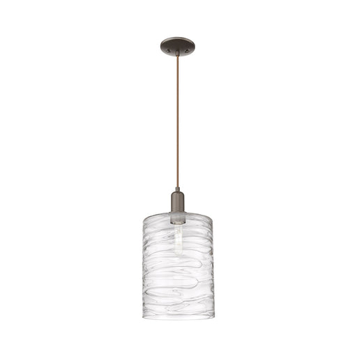Innovations Cobbleskill 9in 1-Light Mini Pendant | Industrial Oil Rubbed Bronze Steel and Deco Swirl Glass | Kitchen Island & | Model 716-1P-OB-G1113-L