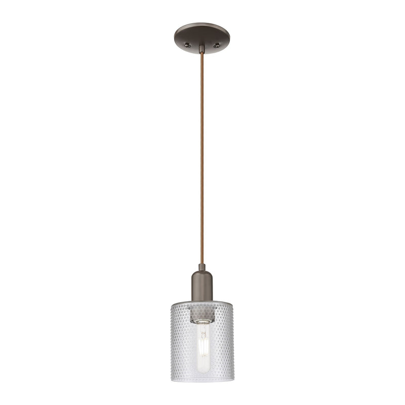 Innovations Cobbleskill 5in 1-Light Mini Pendant | Industrial Oil Rubbed Bronze Steel and Clear Glass | Kitchen Island & Dining | Model 716-1P-OB-G112