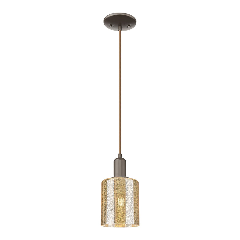 Innovations Cobbleskill 5in 1-Light Mini Pendant | Industrial Oil Rubbed Bronze Steel and Mercury Glass | Kitchen Island & Dining | Model 716-1P-OB-G116
