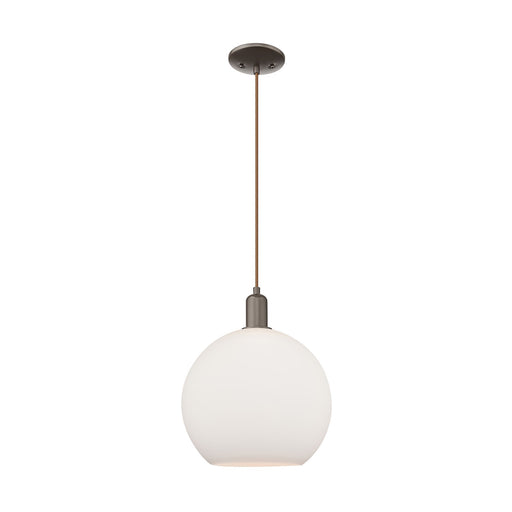 Innovations Athens 12in 1-Light Mini Pendant | Industrial Oil Rubbed Bronze and Matte White Glass | Kitchen Island & Dining Room | Model 716-1P-OB-G121-12