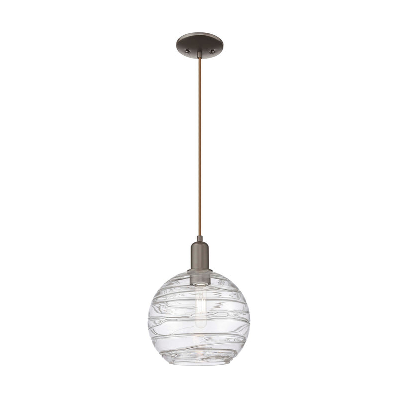 Innovations Athens Deco Swirl 10in 1-Light Mini Pendant | Industrial Oil Rubbed Bronze and Clear Glass | Kitchen Island & | Model 716-1P-OB-G1213-10CL
