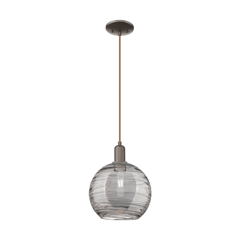Innovations Athens Deco Swirl 10in 1-Light Mini Pendant | Industrial Oil Rubbed Bronze Steel and Light Smoke Glass | Kitchen | Model 716-1P-OB-G1213-10SM
