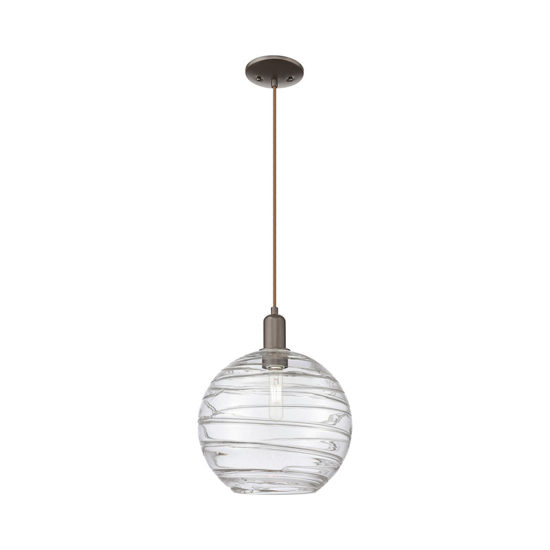 Innovations Athens Deco Swirl 12in 1-Light Mini Pendant | Industrial Oil Rubbed Bronze Steel and Clear Glass | Kitchen Island | Model 716-1P-OB-G1213-12CL
