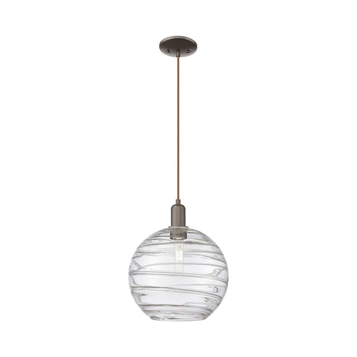 Innovations Athens Deco Swirl 12in 1-Light Mini Pendant | Industrial Oil Rubbed Bronze Steel and Clear Glass | Kitchen Island | Model 716-1P-OB-G1213-12CL