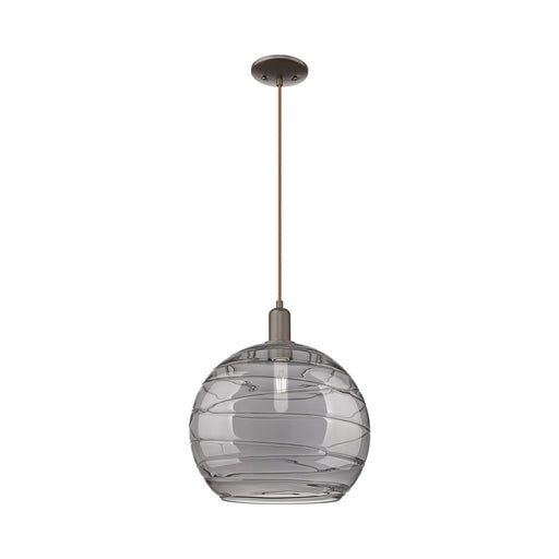 Innovations Athens Deco Swirl 14in 1-Light Mini Pendant | Industrial Oil Rubbed Bronze and Light Smoke Glass | Kitchen Island | Model 716-1P-OB-G1213-14SM