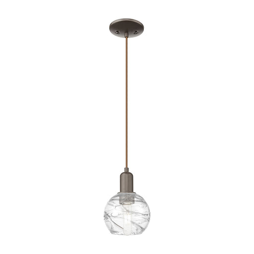Innovations Athens Deco Swirl 6in 1-Light Mini Pendant | Industrial Oil Rubbed Bronze Steel and Clear Deco Swirl Glass | Model 716-1P-OB-G1213-6CL