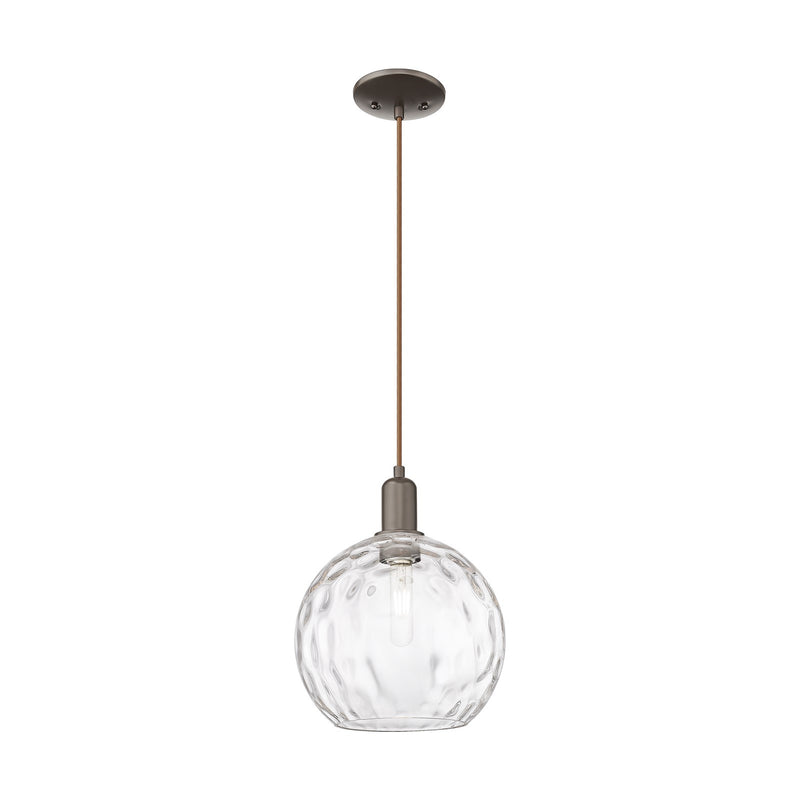 Innovations Athens 10in 1-Light Mini Pendant | Industrial Oil Rubbed Bronze Steel and Clear Water Glass | Kitchen Island & | Model 716-1P-OB-G1215-10
