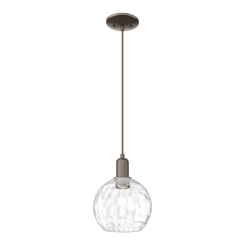Innovations Athens Water Glass 8in 1-Light Mini Pendant | Industrial Oil Rubbed Bronze Steel and Clear Water Glass | Kitchen | Model 716-1P-OB-G1215-8