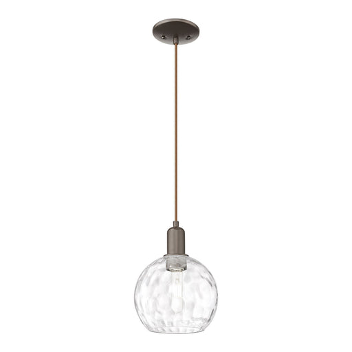 Innovations Athens Water Glass 8in 1-Light Mini Pendant | Industrial Oil Rubbed Bronze Steel and Clear Water Glass | Kitchen | Model 716-1P-OB-G1215-8