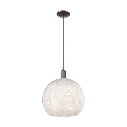 Innovations Lighting Arcadia 14in 1-Light Mini Pendant | Industrial Oil Rubbed Bronze Steel and White Mouchette Glass | Model 716-1P-OB-G1216-14WM