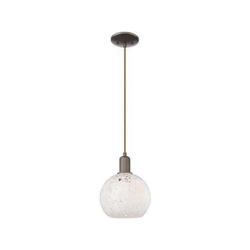 Innovations Lighting Arcadia 8in 1-Light Mini Pendant | Industrial Oil Rubbed Bronze and White Mouchette Glass | Kitchen | Model 716-1P-OB-G1216-8WM