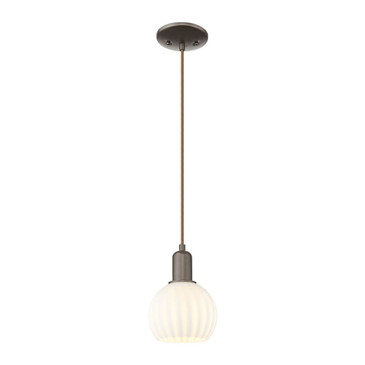 Innovations Lighting Arcadia 6in 1-Light Mini Pendant | Industrial Oil Rubbed Bronze and White Venetian Glass | Kitchen Island | Model 716-1P-OB-G1217-6WV