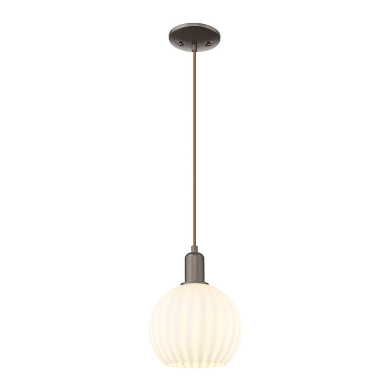 Innovations Lighting White Venetian 8in 1-Light Mini Pendant | Industrial Oil Rubbed Bronze and White Venetian Glass | Kitchen | Model 716-1P-OB-G1217-8WV