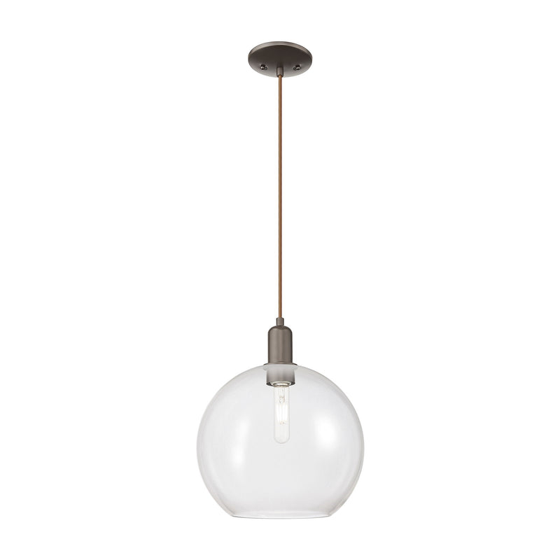 Innovations Athens 12in 1-Light Mini Pendant | Industrial Oil Rubbed Bronze Steel and Clear Glass | Kitchen Island & Dining Room | Model 716-1P-OB-G122-12
