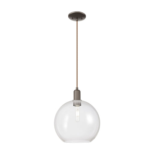 Innovations Athens 12in 1-Light Mini Pendant | Industrial Oil Rubbed Bronze Steel and Clear Glass | Kitchen Island & Dining Room | Model 716-1P-OB-G122-12