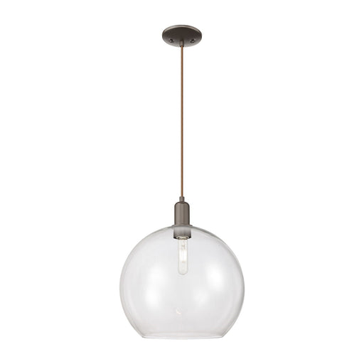 Innovations Athens 14in 1-Light Mini Pendant | Industrial Oil Rubbed Bronze Steel and Clear Glass | Kitchen Island & Dining Room | Model 716-1P-OB-G122-14