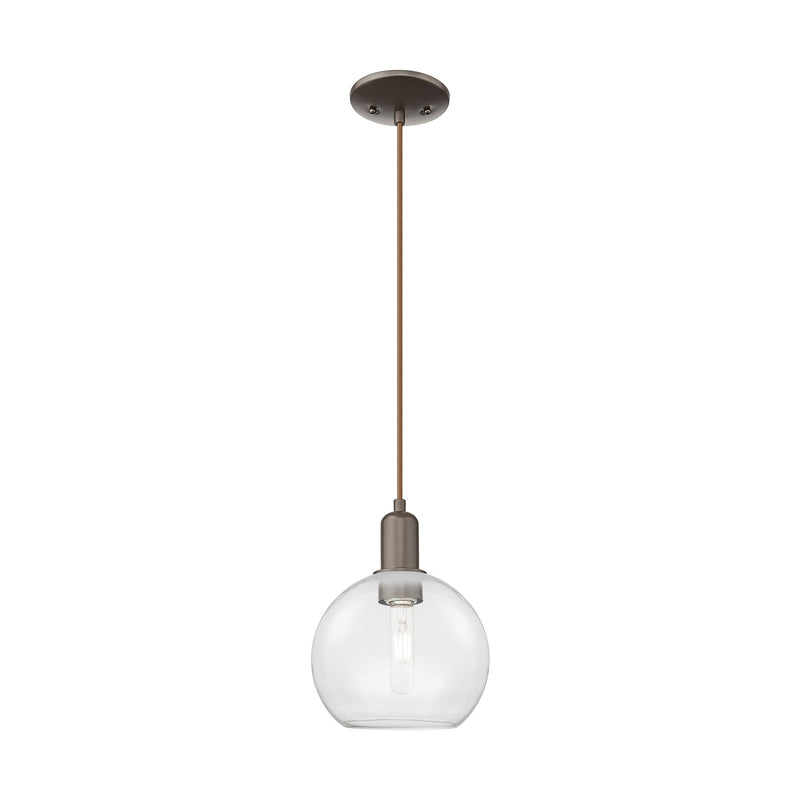 Innovations Athens 8in 1-Light Mini Pendant | Industrial Oil Rubbed Bronze Steel and Clear Glass | Kitchen Island & Dining Room | Model 716-1P-OB-G122-8