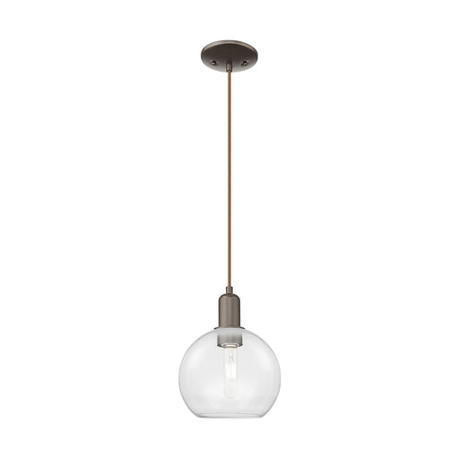Innovations Athens 8in 1-Light Mini Pendant | Industrial Oil Rubbed Bronze Steel and Clear Glass | Kitchen Island & Dining Room | Model 716-1P-OB-G122-8