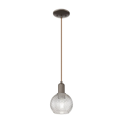 Innovations Athens 6in 1-Light Mini Pendant | Industrial Oil Rubbed Bronze Steel and Clear Basket Weave Glass | Kitchen Island | Model 716-1P-OB-G122C-6CL