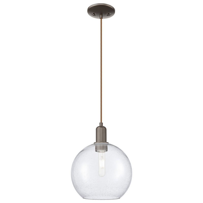 Innovations Athens 10in 1-Light Mini Pendant | Industrial Oil Rubbed Bronze Steel and Seedy Glass | Kitchen Island & Dining Room | Model 716-1P-OB-G124-10